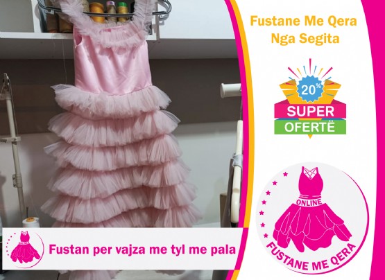 Fustan me qera per vajza me tyl me pala / Fustan me qera Segita / Fustan me qera per fejes / Fustan me qera per shoqeruse te nuses / Fustan me qera per ditlindje / FUSTAN me qera per femije